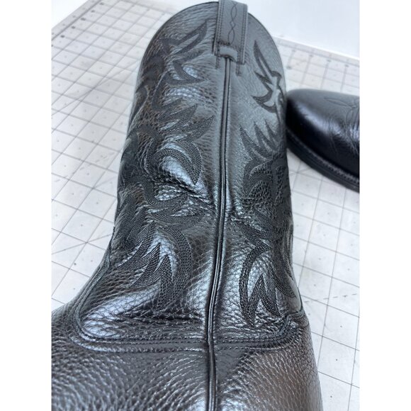 Ariat Men’s Black Leather Cowboy Boots Size 9.5 Western Style - Picture 6 of 10
